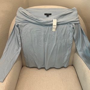Brand new baby blue off the shoulder top by J Crew.